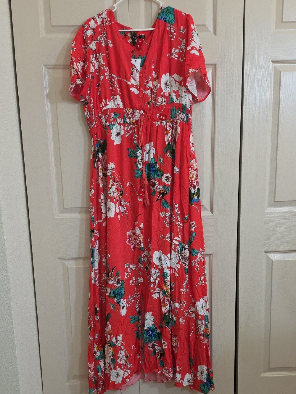 Boohoo Red Floral Maxi Dress